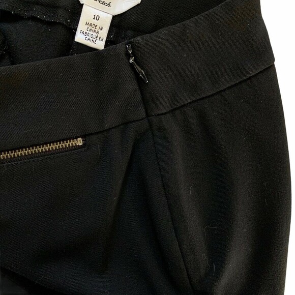 Talbots Stretch Pants Women Size 10 Side Zip Straight Leg Black Zip Pockets - Picture 3 of 7